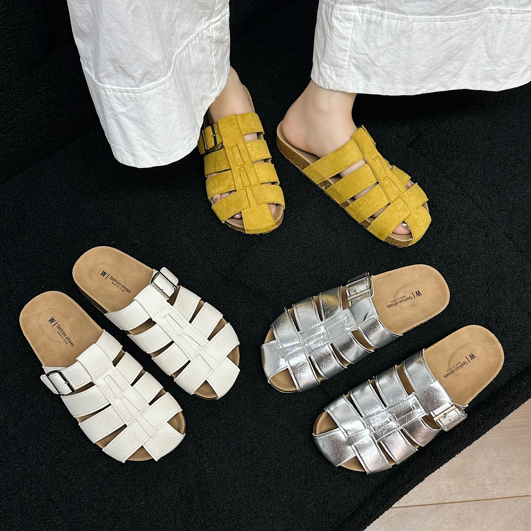 平跟夏季凉鞋包头拖纯色镂空小众百搭百搭小众鞋子