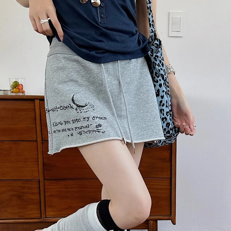 官方授权 捉迷藏系列 REREK 捉迷藏印花针织螺纹腰短卫裙