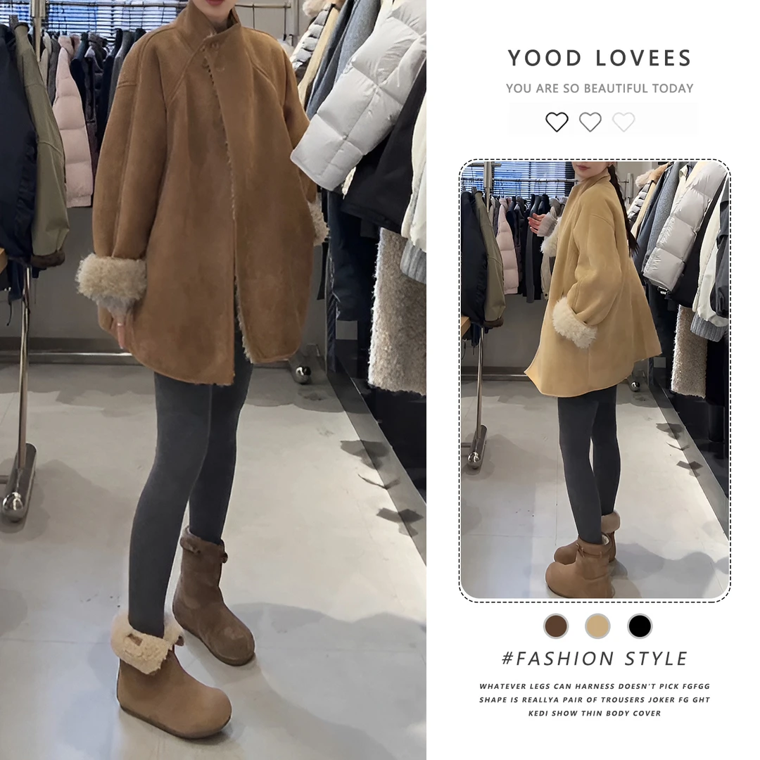 高品质氛围感加绒百搭气质毛毛外套女高级感设计感毛绒大衣短外套