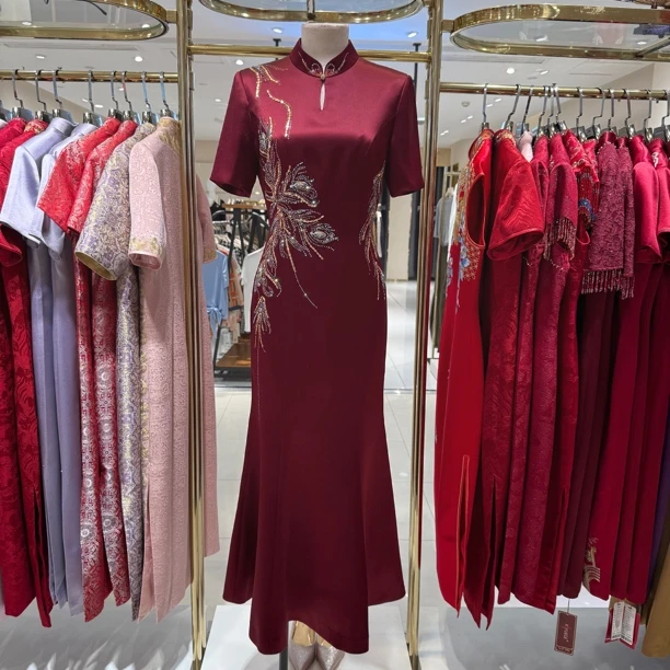 2025秋季新款喜婆婆参加婚宴结婚高端喜服婚礼妈妈敬酒装鱼尾裙