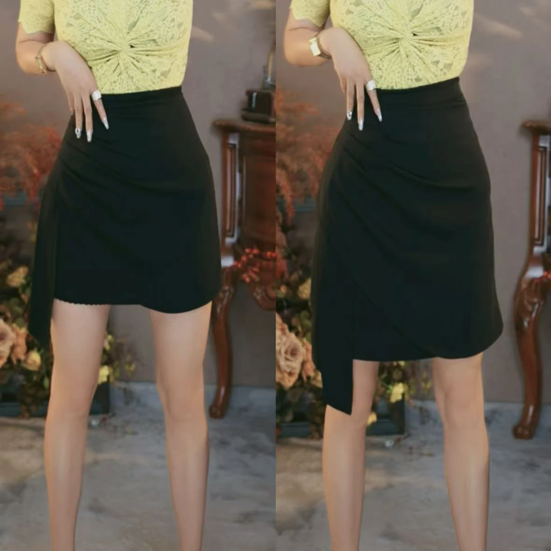 谢新2336新显瘦半身裙气质中腰时尚百搭A字夏季百褶包臀褶皱女