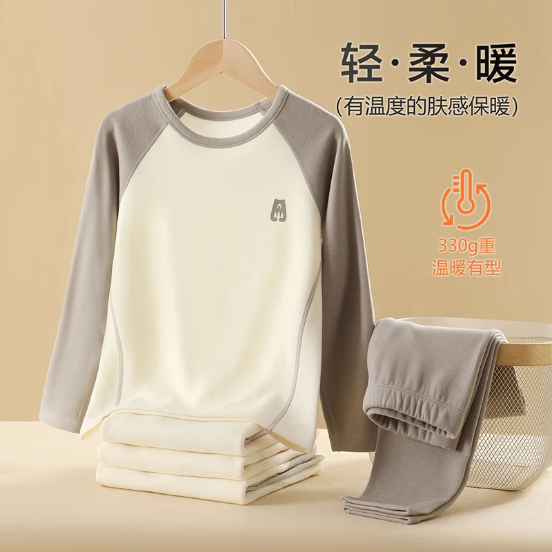 儿童秋衣秋裤暖绒加厚内穿男女童打底内衣中大童秋冬保暖裤套装
