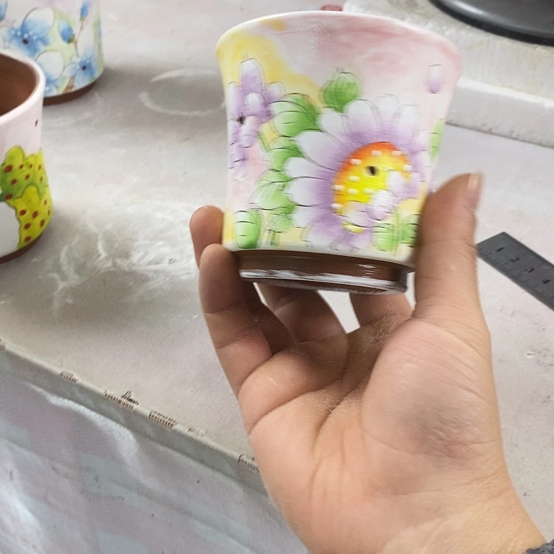 紫砂花盆手绘满28包邮