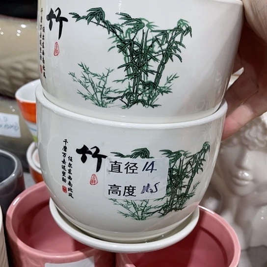 多肉绿植陶瓷花盆9.9包邮，有孔