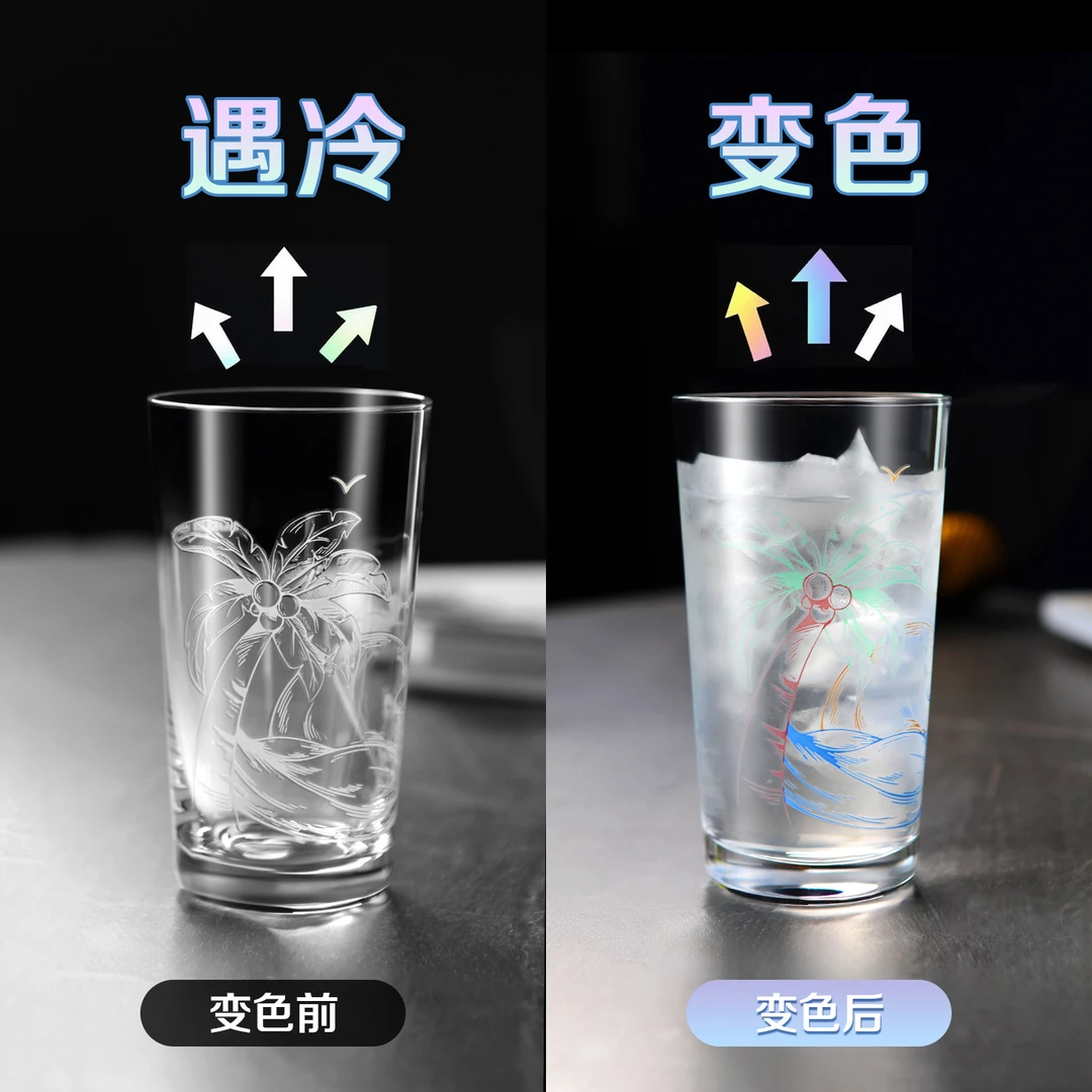 创意冷感变色透明玻璃杯办公室早餐杯牛奶杯果汁杯喝水杯子家用