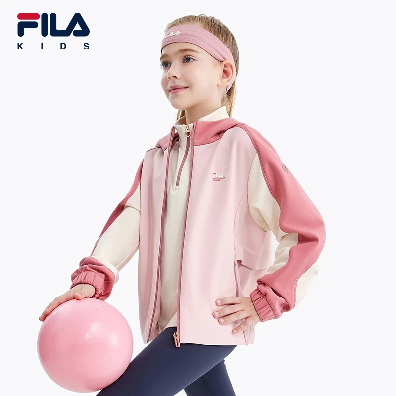 FILA斐乐儿童【女童连帽外套】中大童运动长袖卫衣外套K12G443705