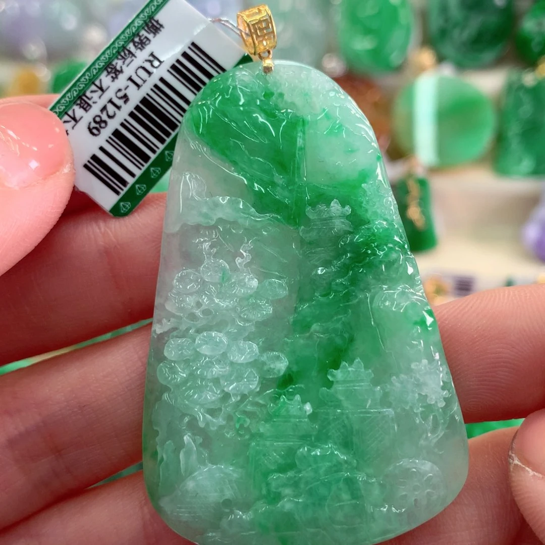 翡翠吊坠(不含链)18K金镶嵌