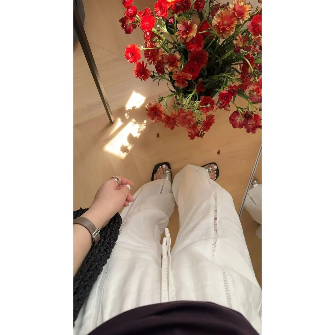 "凉凉裤" 100亚麻休闲裤 镂空花边巨高级百搭 有内衬 不透 W-076