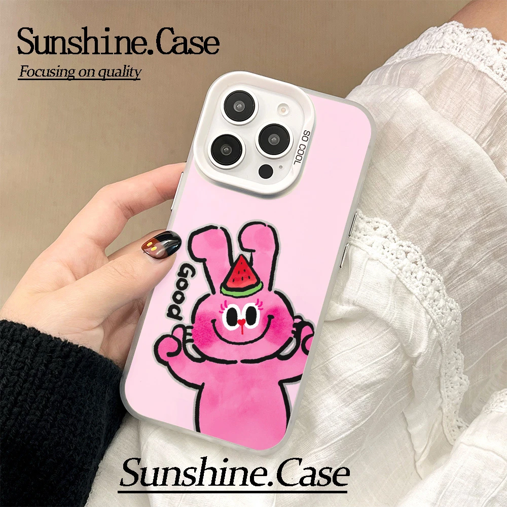 【彩银】西瓜小兔接适用于苹果16promax华为vivo小米防摔手机壳