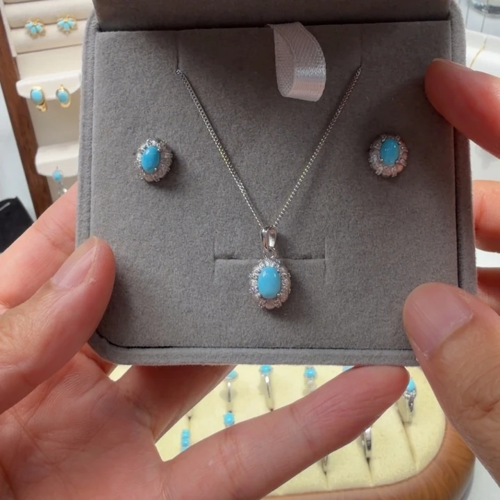 阿****绿松石银S925镶嵌吊坠(赠链)绿松石套装