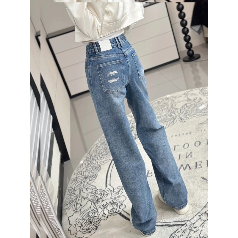 小香风牛仔裤女夏季新款设计感潮牌时尚洋气小个子宽松直筒阔腿裤