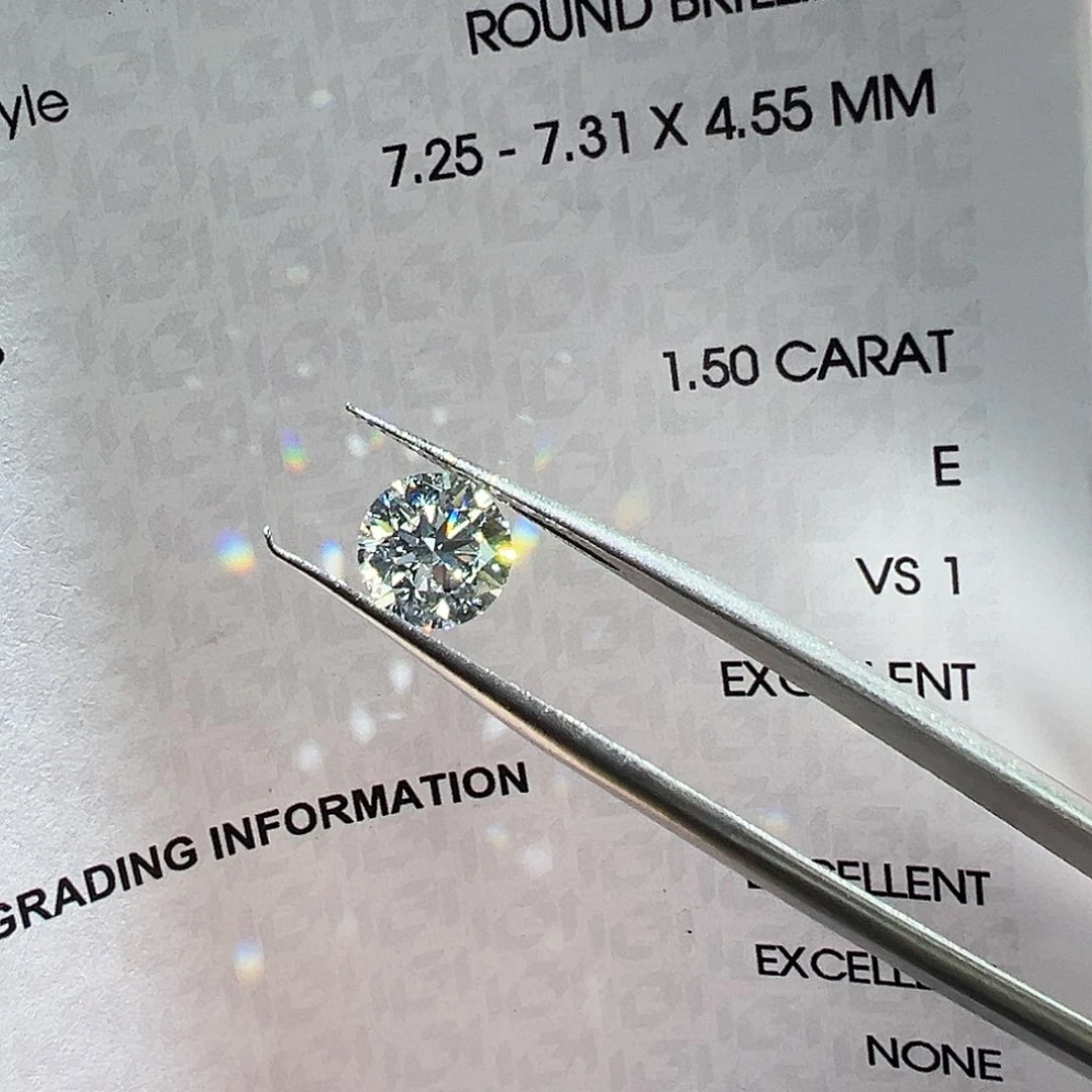 裸石合成钻石1.5ct 上海igi 圆形e vs1