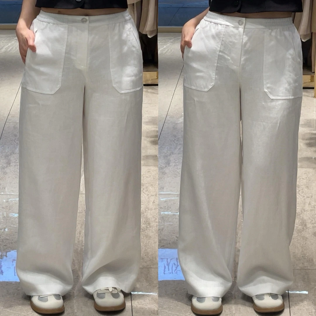 特价不支持退换 510052 窄版亚麻裤黑色