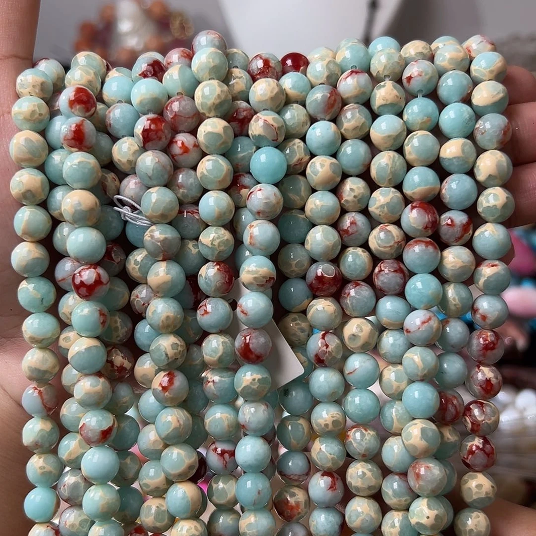 玛瑙/玉髓合金珠宝半成品V32寿山石8mm