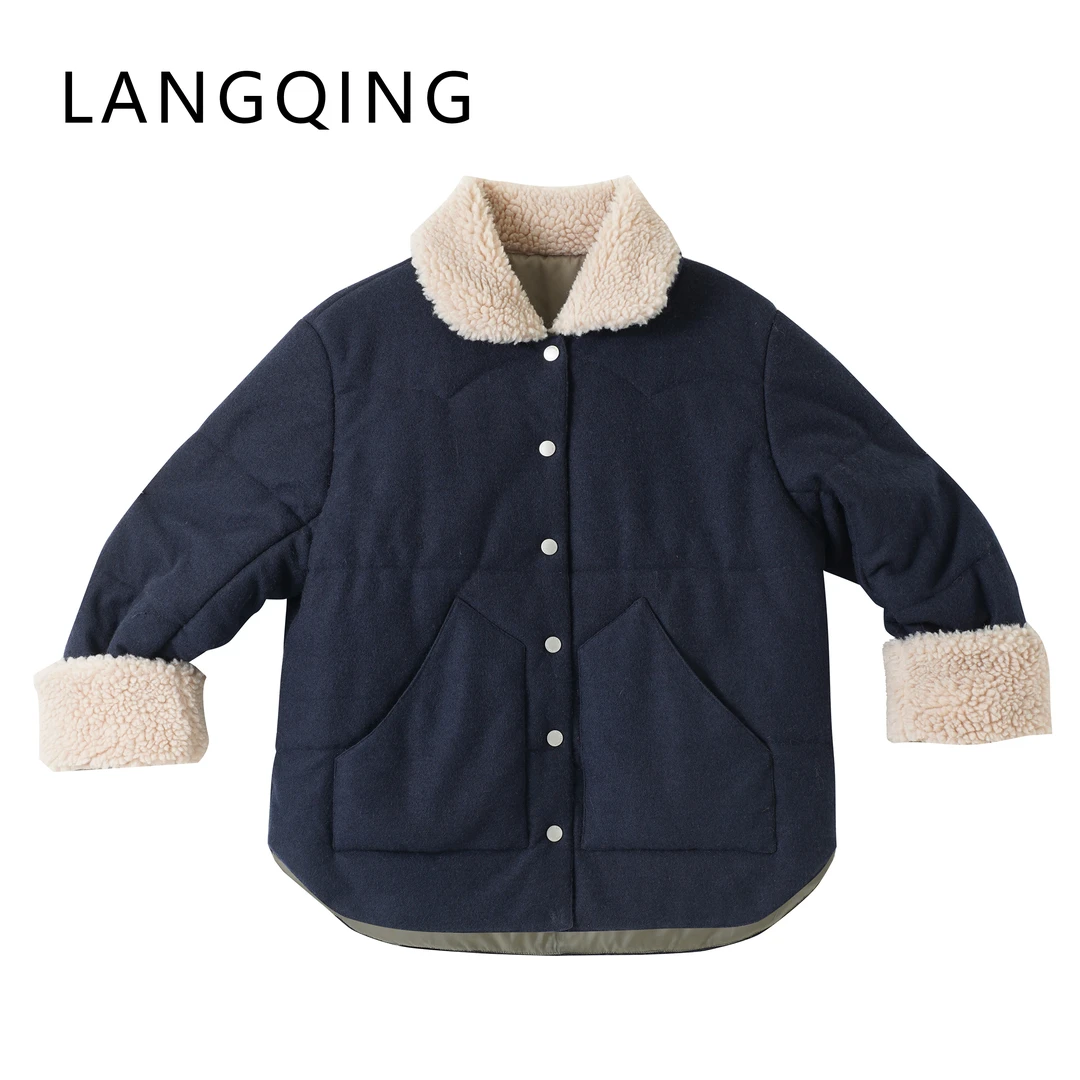 浪清/女装推荐 科塔娜羊毛双面穿舒适棉服43313#