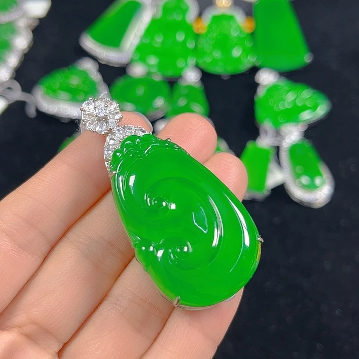 翡翠银S925镶嵌吊坠(不含链)