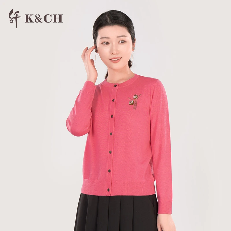 K&CH/纤鲜艳针织开衫优雅中老年人苏州园林漫步赏景8482EA833H1