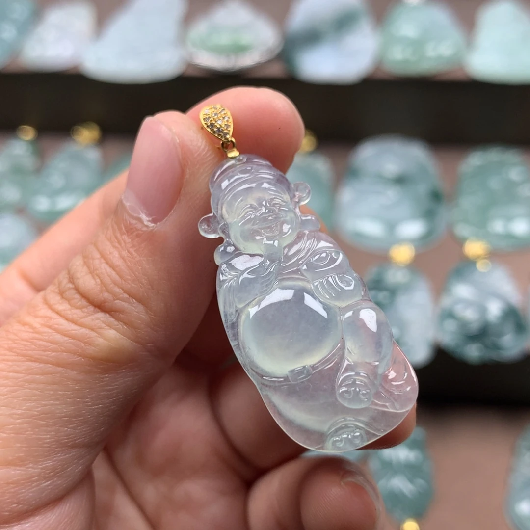 颈饰18K金镶嵌翡翠天然翡翠