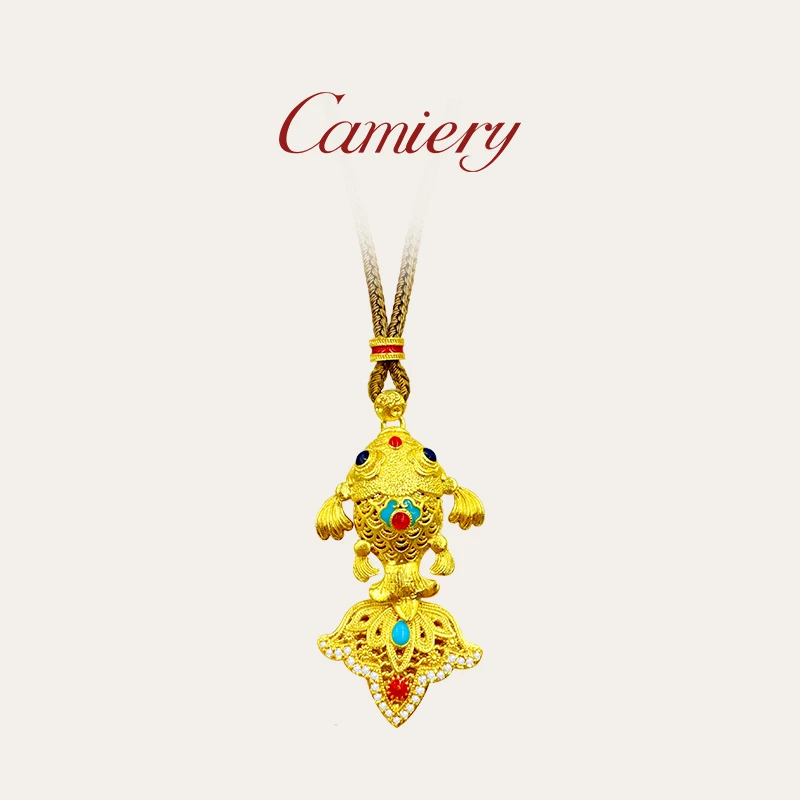 【现货48h发】【蓝胖子】CAMIERY新中式轻奢逐浪金鳞鱼吊坠
