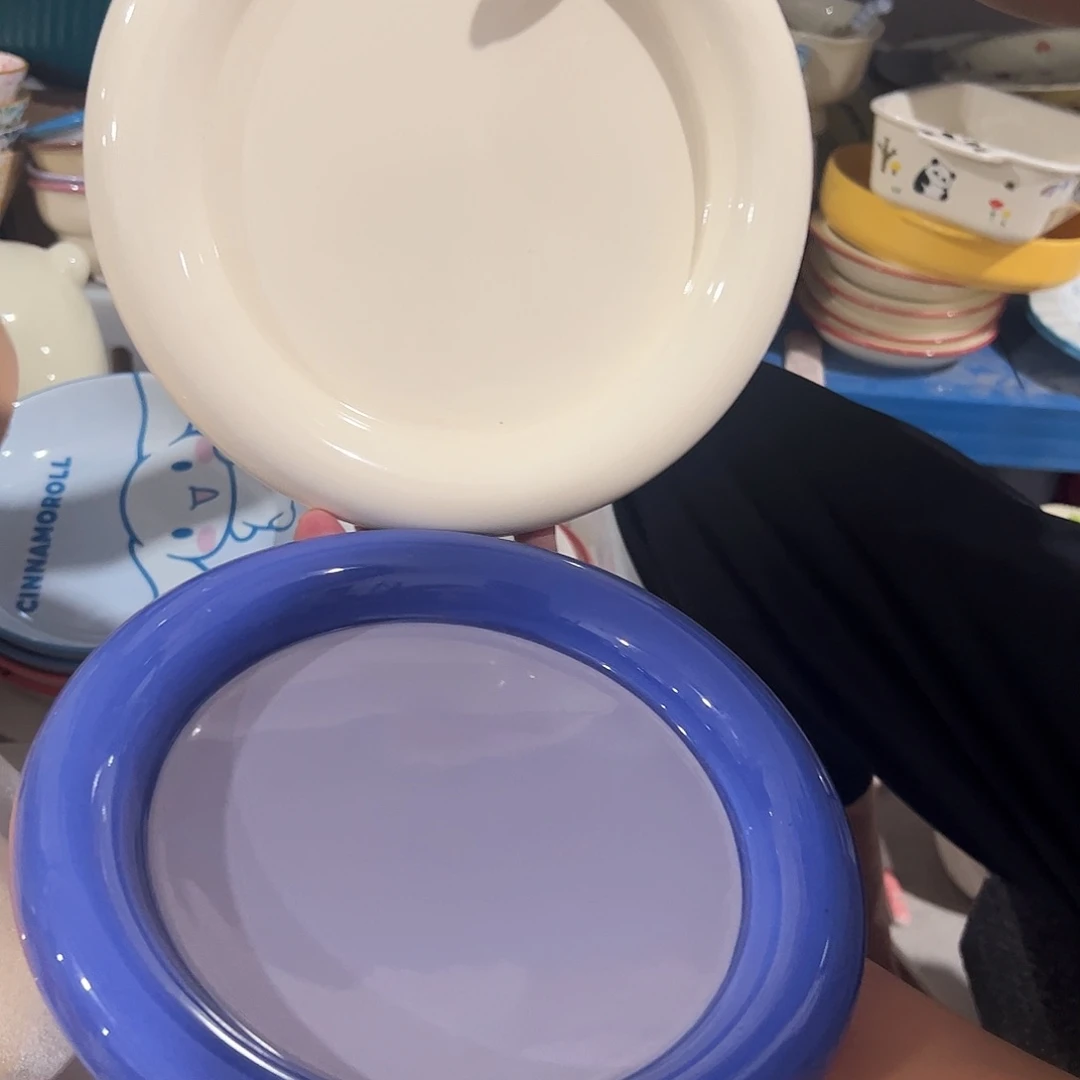 瓷片嘟嘟盘白色蓝色微瑕