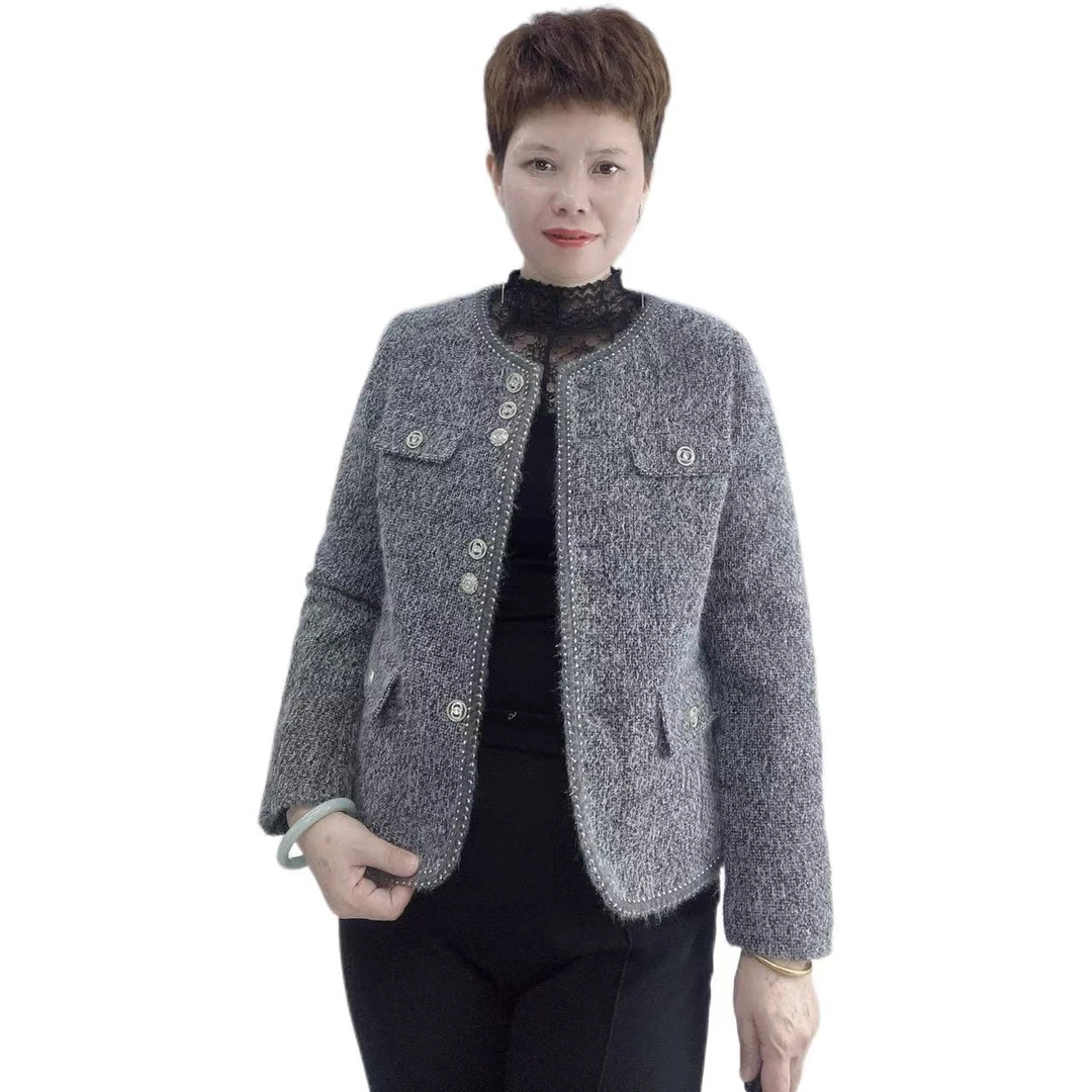 冬款厚款夹棉小香风时尚百搭短外套