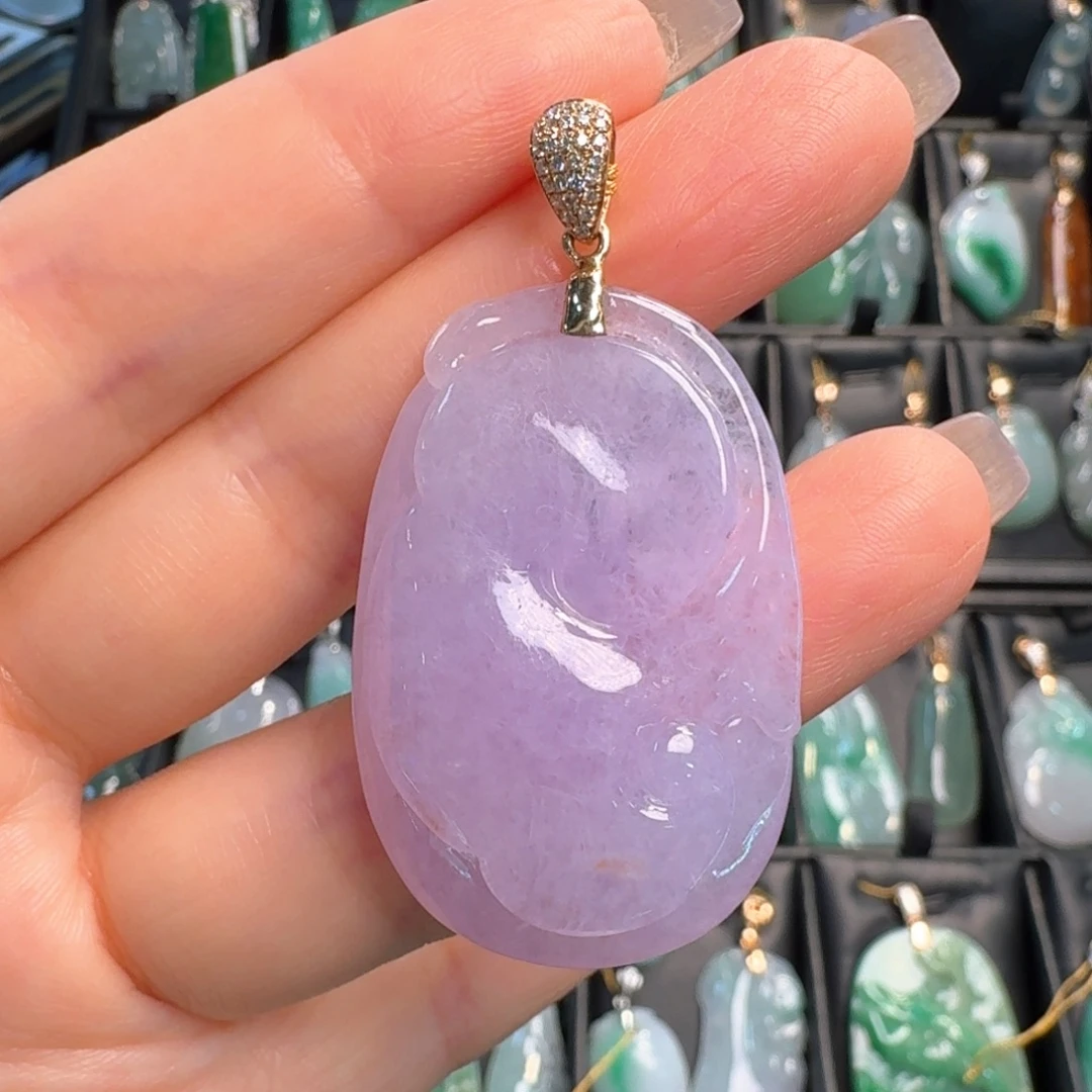 翡翠18K金镶嵌吊坠(不含链)如意