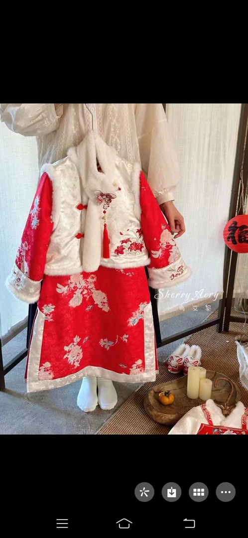 女童冬装中国风重工刺绣长裙套装女孩古装儿童拜年服三件套【格格】