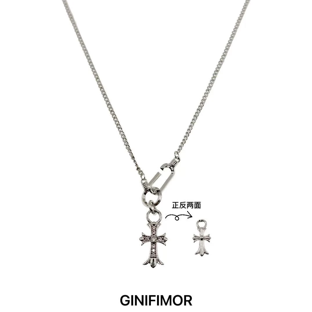 GINIFIMOR 铜合金项链 a646 时尚镶钻十字架吊坠项链女百搭锁骨链
