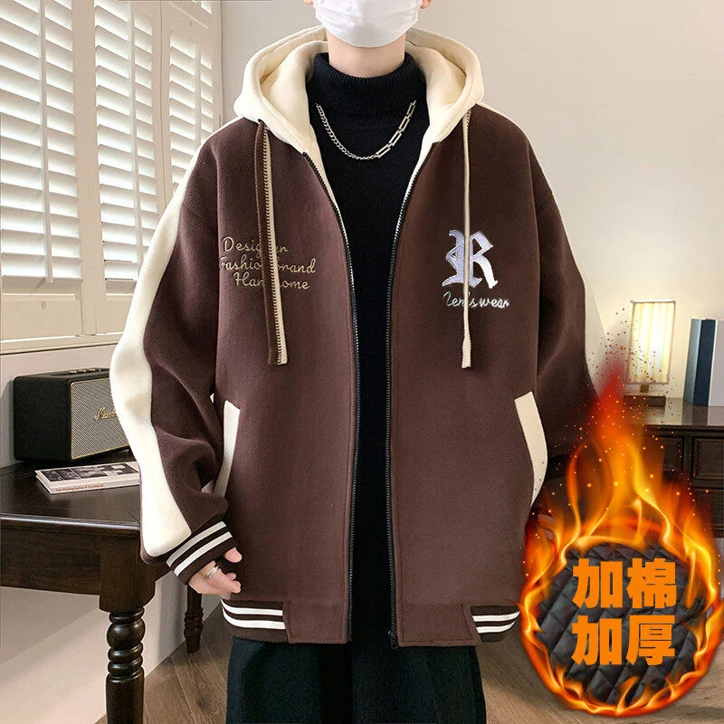 【加棉加厚】青少年学生冬季新款夹克加厚时尚潮流百搭连帽外套男