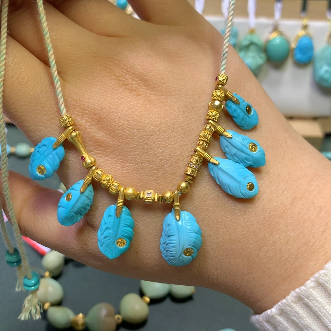 绿松石项链18K金镶嵌