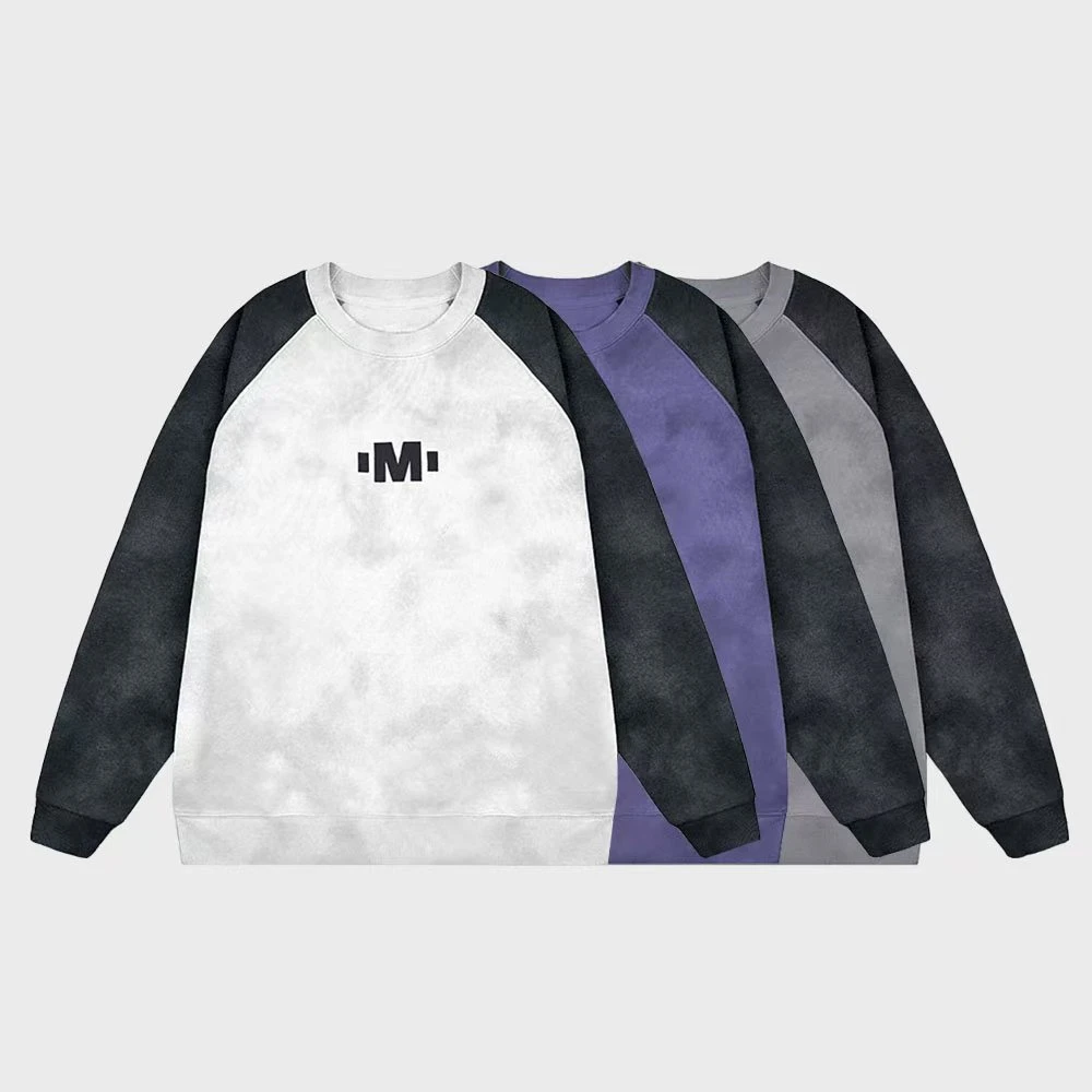 5586百搭休闲晕染设计款男士长袖圆领套头休闲上衣字母新款卫衣