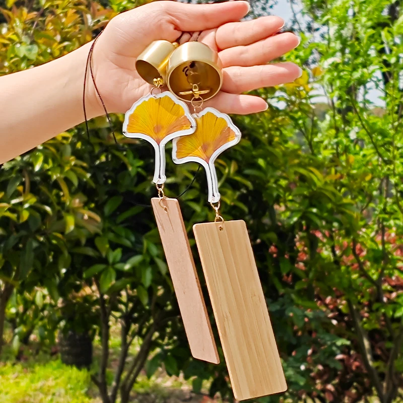 【免费雕刻 银杏款】中式纯铜风铃 挂饰门饰车内挂件定制创意铃铛