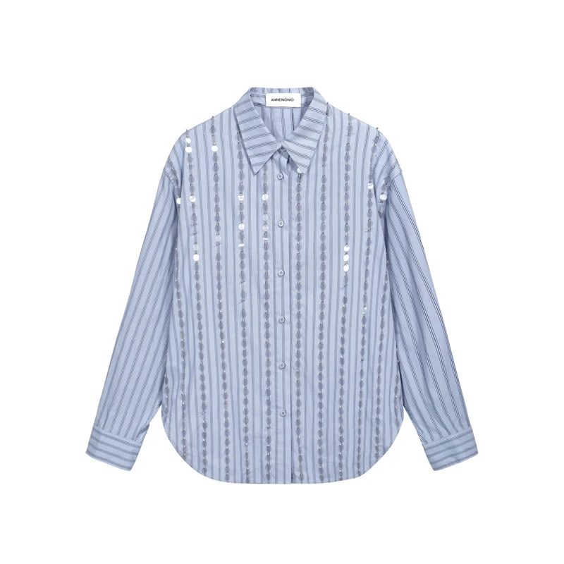 ANNENONO2025春夏手工钉钻长袖衬衫半裙套装dopdop买手店