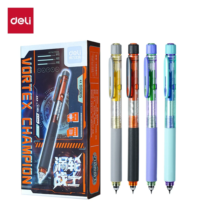 Deli/得力赛博朋克风格低重心中性笔速干双珠设计适合刷题考试