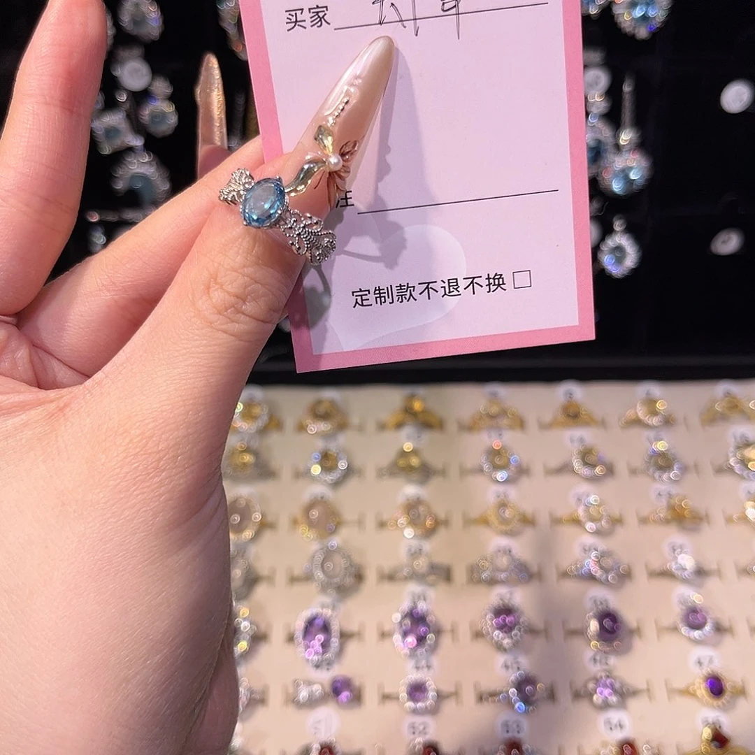 托帕石戒指银S925镶嵌天****?