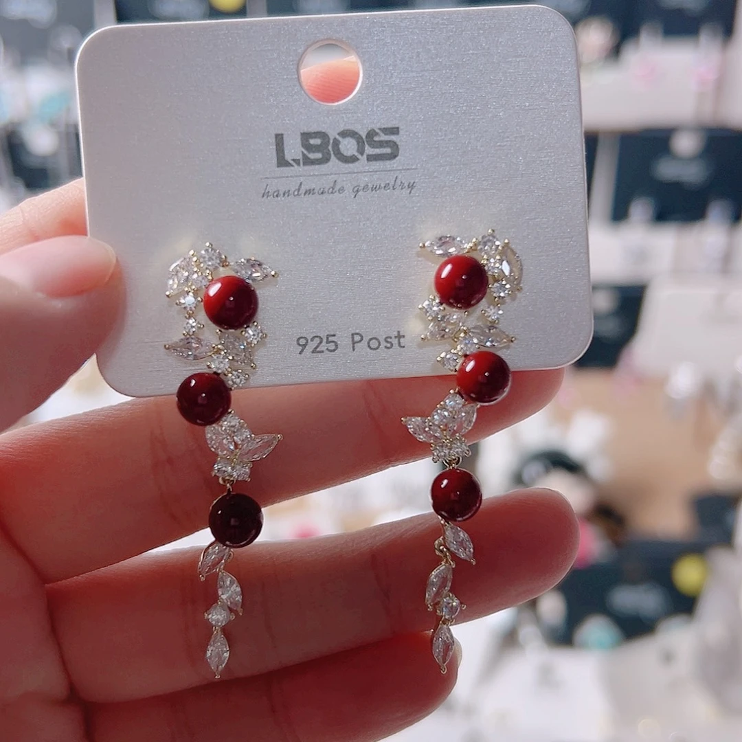 锆石纯铜合金耳环