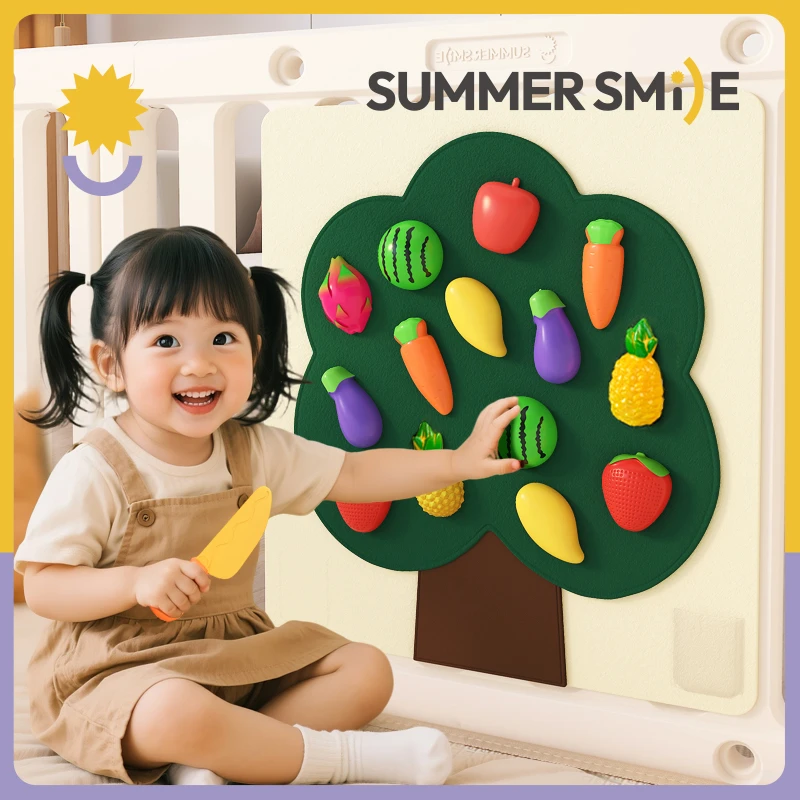 毛毡板水果切切乐婴儿围栏DIY果蔬摘摘乐儿童益智玩具趣味毛毡板