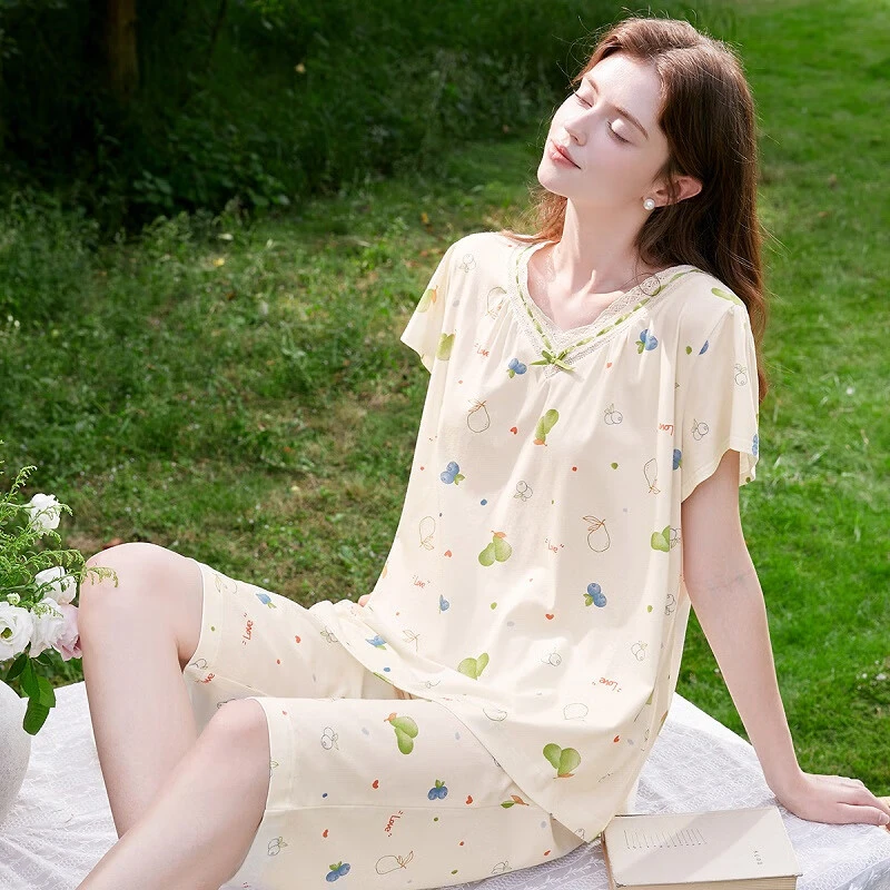 芬腾睡衣女士【100%棉】2025年夏季新款七分裤家居服FX26920473
