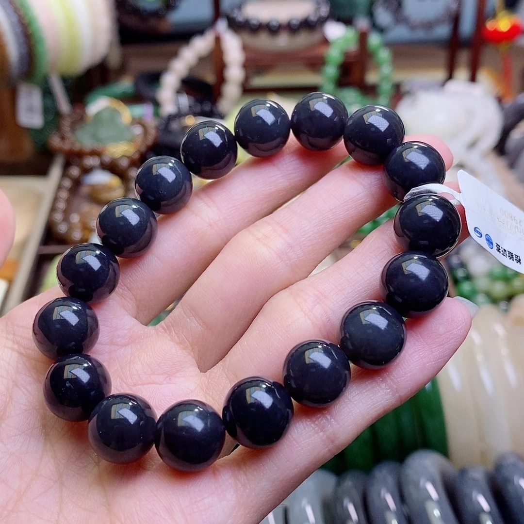 和田玉未镶嵌颈饰烟紫帝王紫毕业级手串12MM