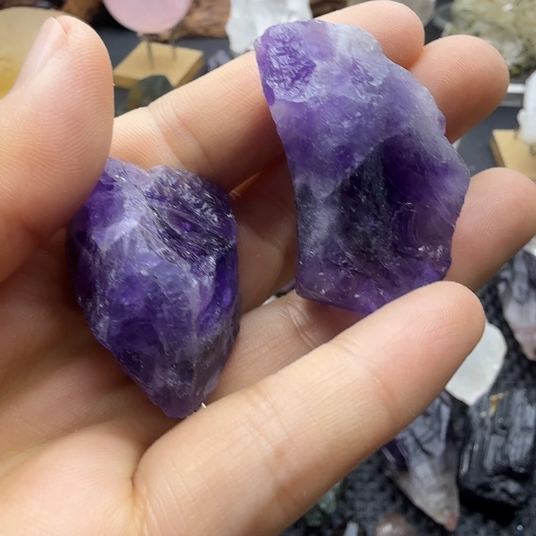 石材紫水晶一对福利