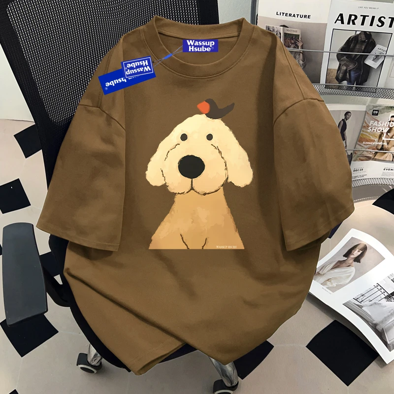 WASSUP HSUBE卡通趣味印花短袖T恤夏季男女百搭休闲ins上衣情侣装