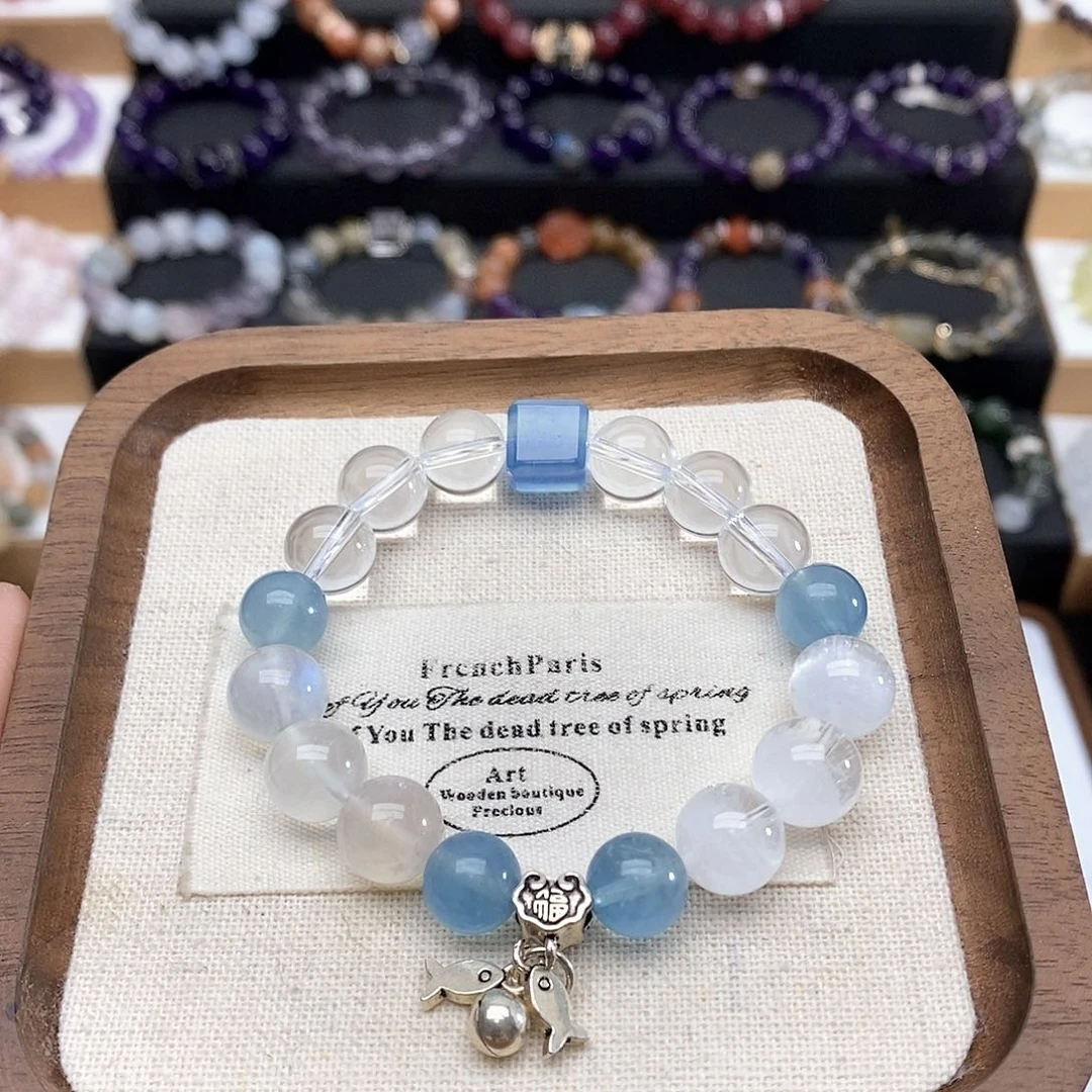 水晶手链未镶嵌奋***草多宝手串