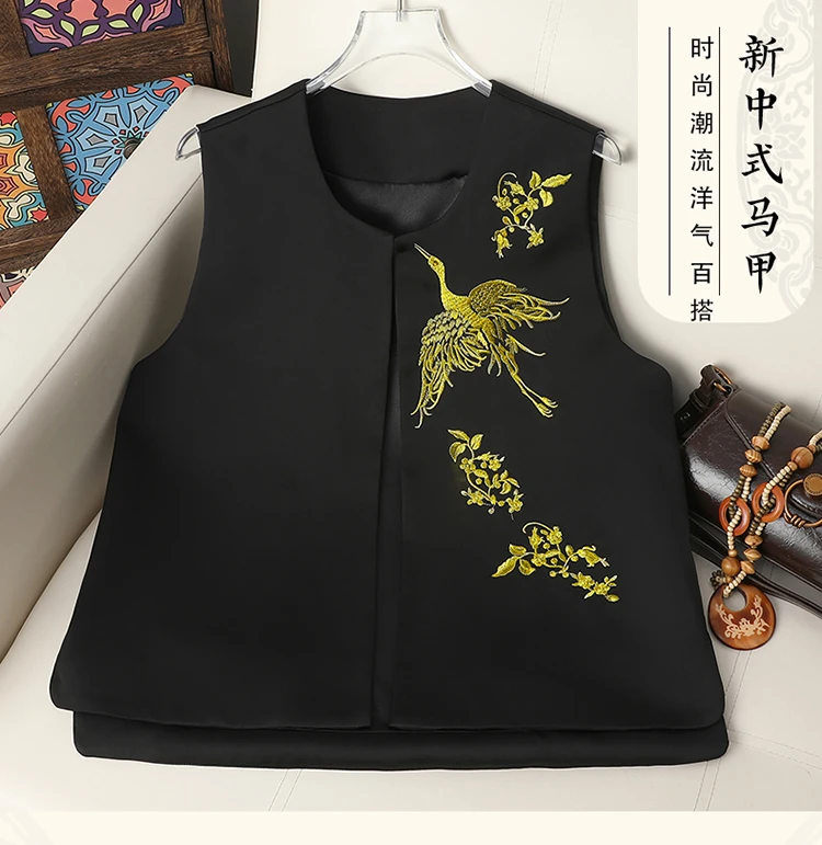 精品时尚重工艺刺绣圆领百搭洋气马甲