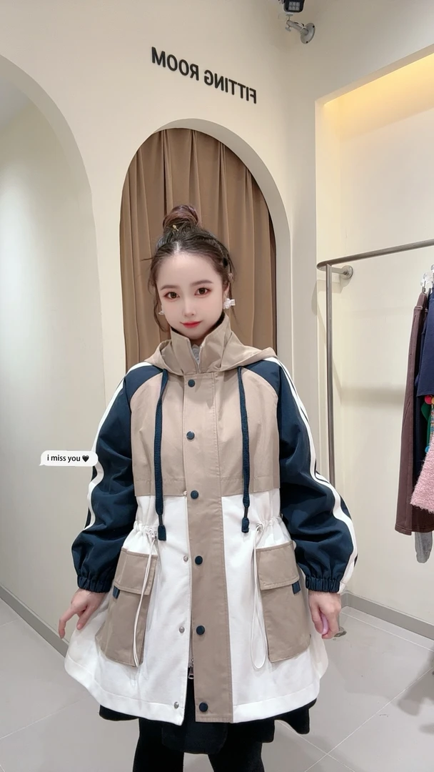 欧洲站2024秋季新款欧货芭依女装宽松时尚休闲百搭混色外套