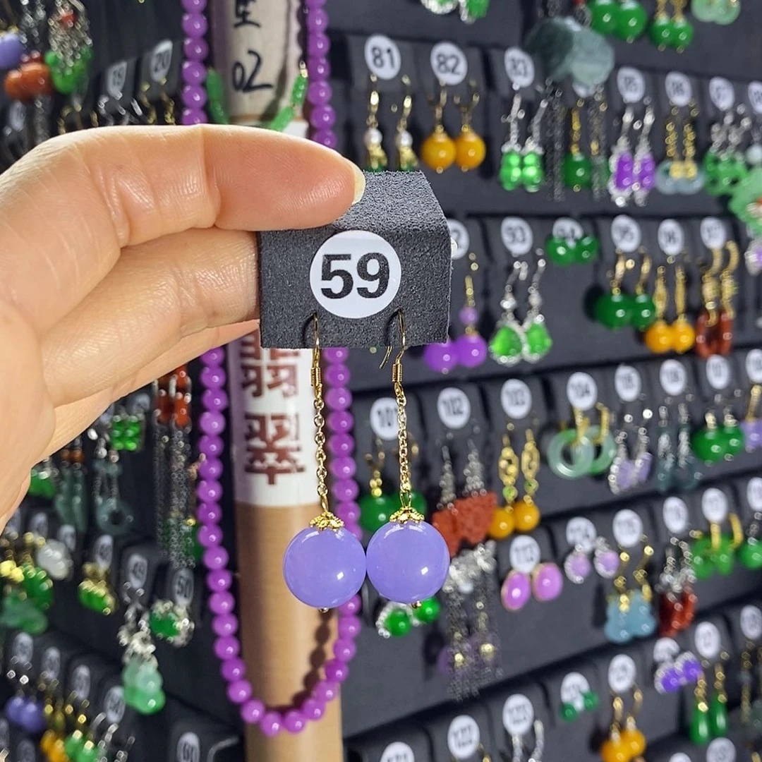 银S925镶嵌翡翠耳饰59