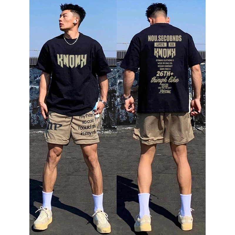 2025新款纯棉印花大码短袖t恤男士夏季美式潮牌休闲百搭打底衫