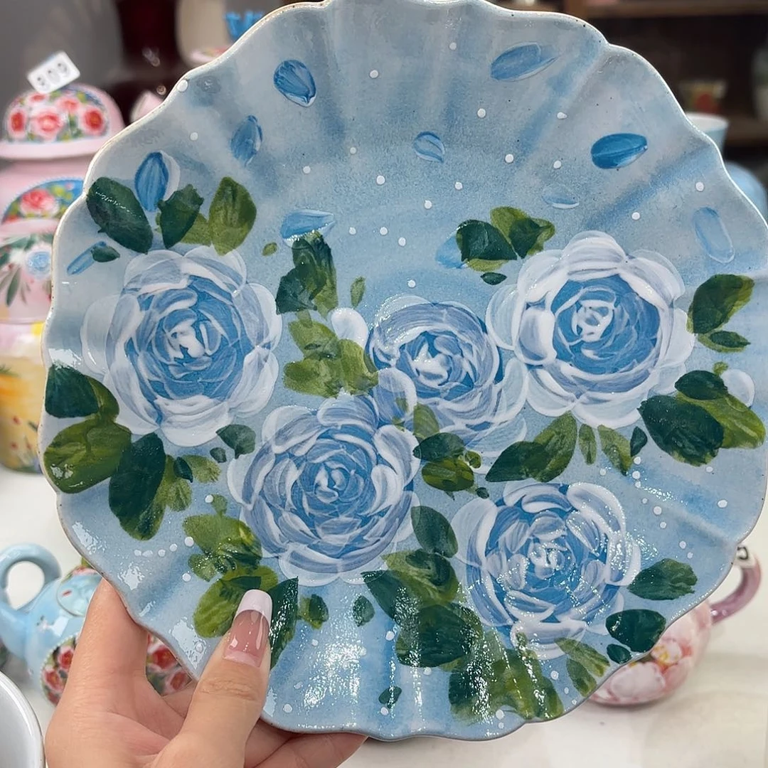 瓷片景德镇手绘高温釉下彩陶瓷茶具