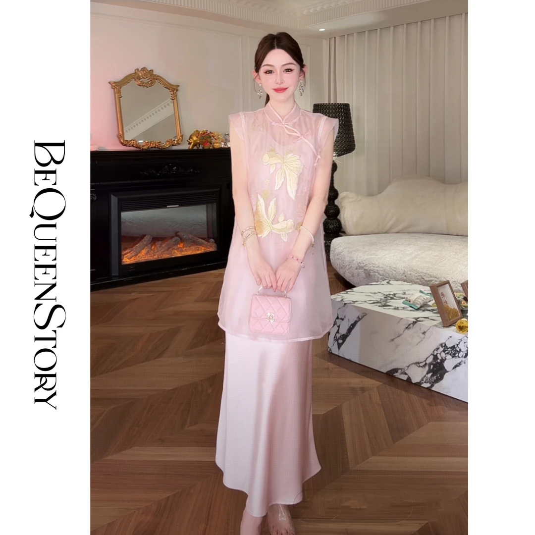 余潇潇【云水静思】轻奢高级感醋酸国风旗袍两件套连衣裙