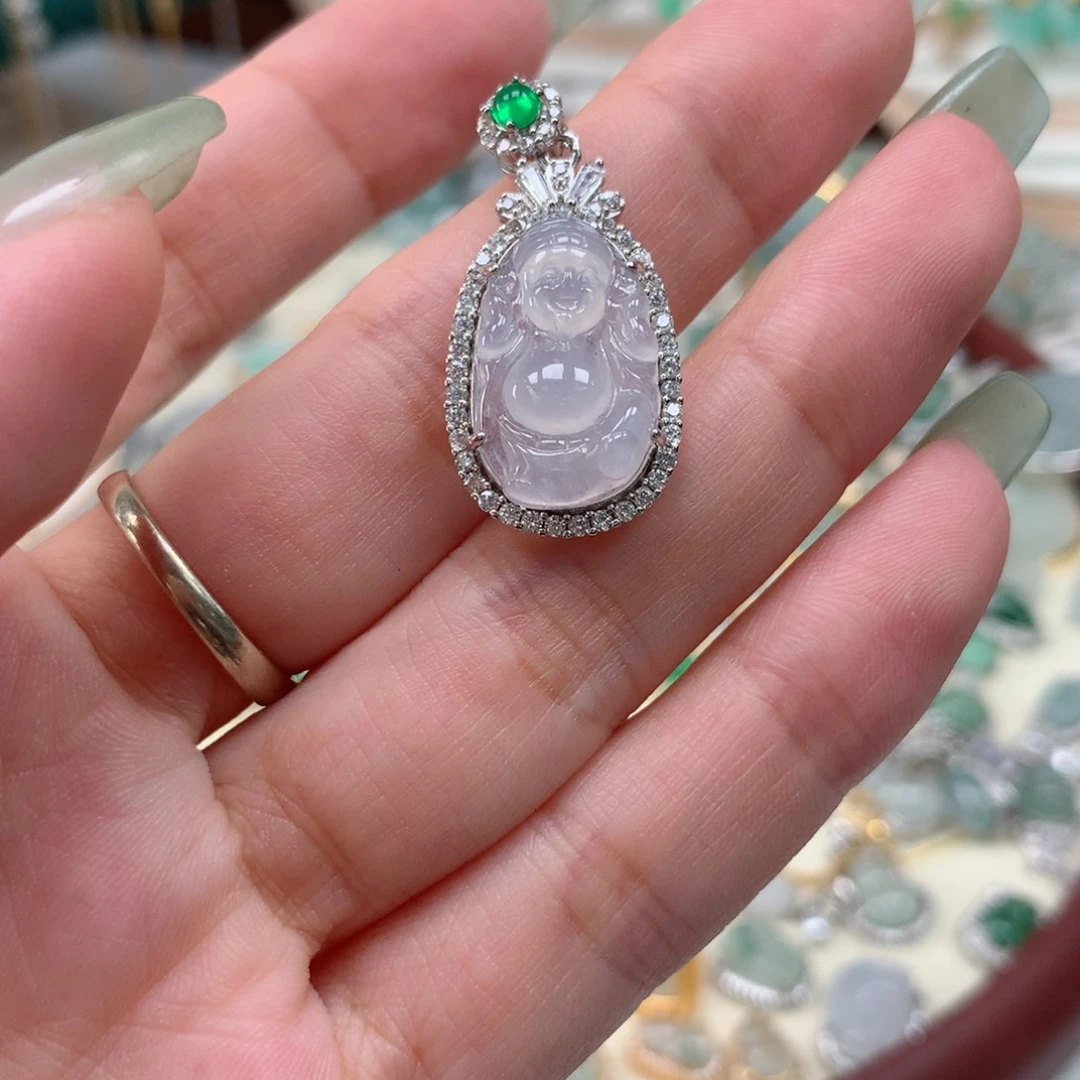 颈饰银S925镶嵌翡翠