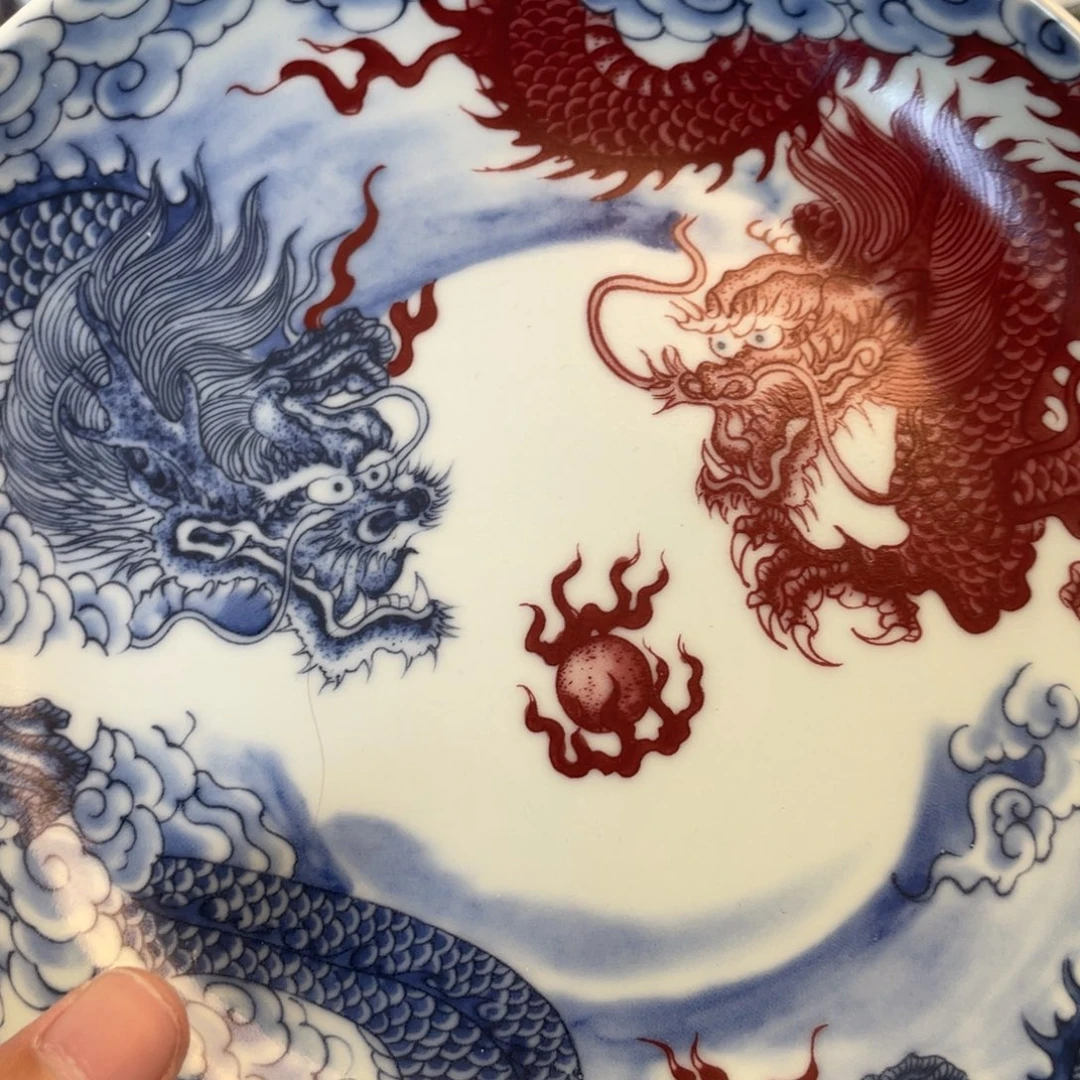 瓷片景德镇双龙戏珠大壶承新款